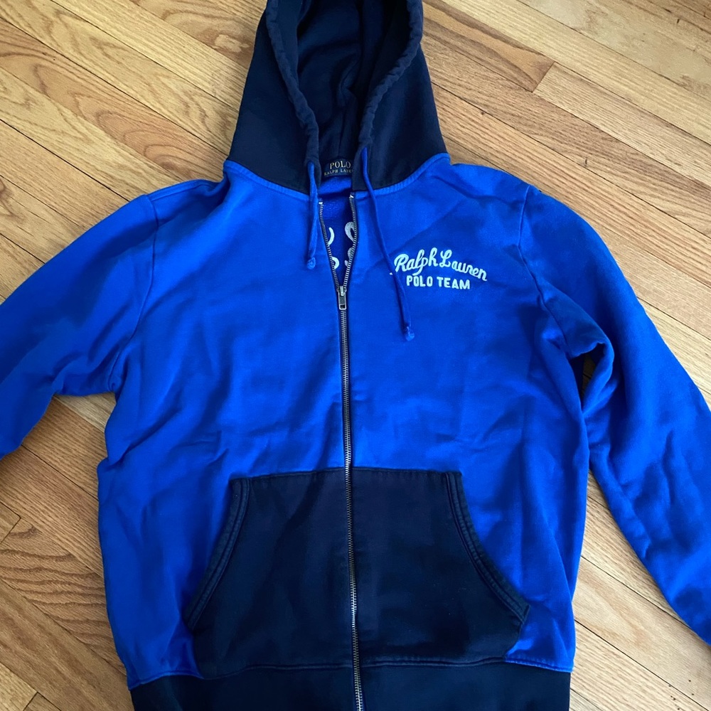 Royal and navy blue Polo Ralph Lauren zip up hoodie size L